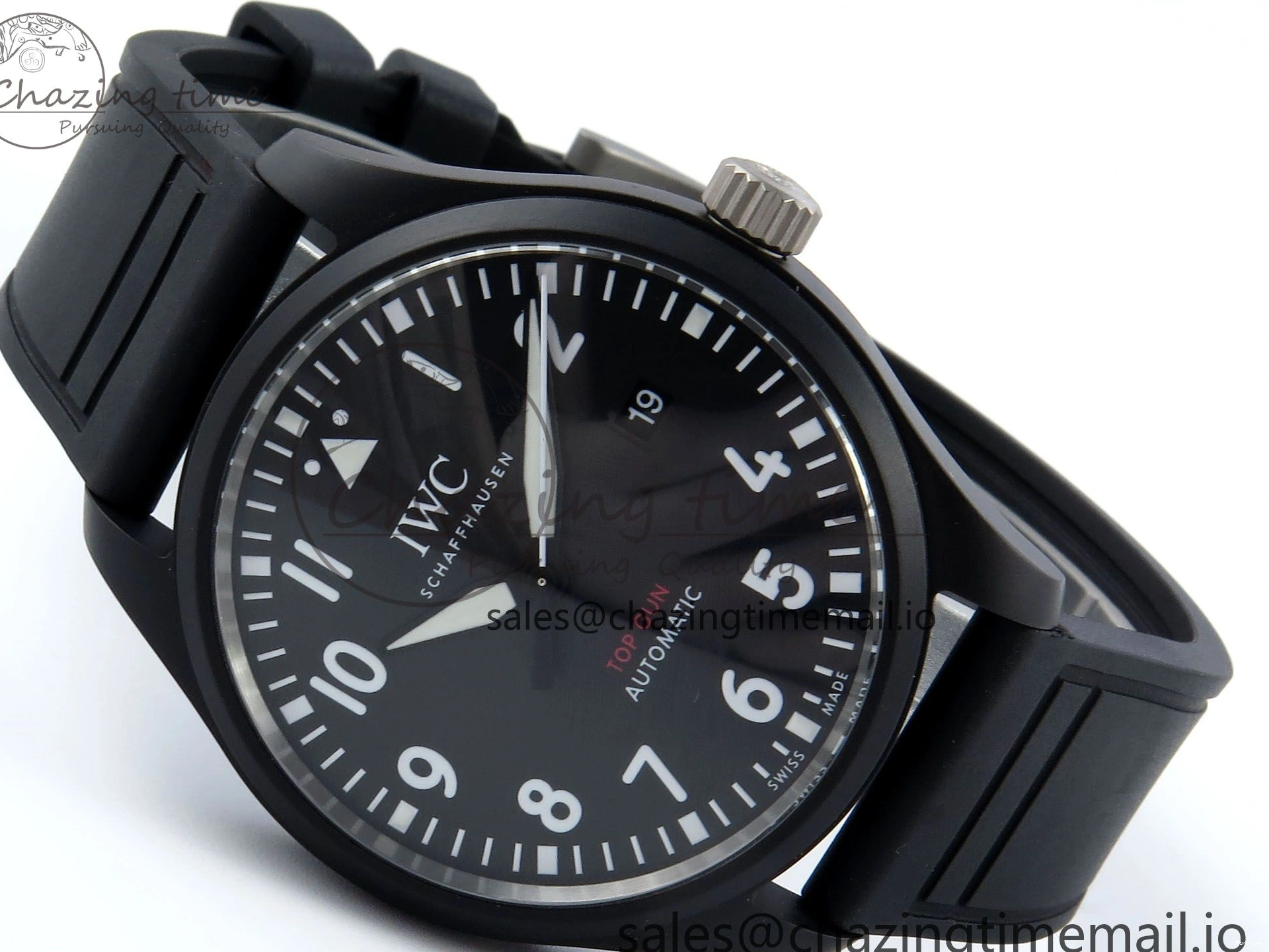 MIROTIME 0424 Pilot Top Gun IW326901 M+F 1:1 Best Edition Black Dial on Black Rubber Strap A SportInspired 6999